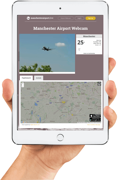Manchester Airport webcam feed on ipad